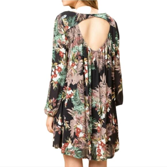 Mahina Tropical Floral‎ Print Dress Flowy Knee Length Women's Small Cruise NWT - Picture 2 of 11